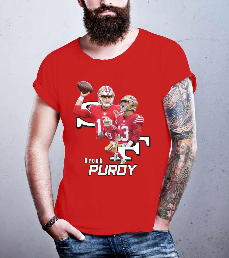 Brock Purdy NFL Quarterback Action Collage T-Shirt