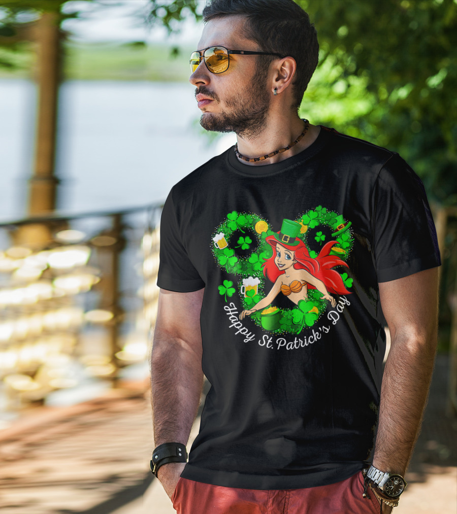 Ariel Happy St. Patrick's Day Shamrocks And Hat T-Shirt