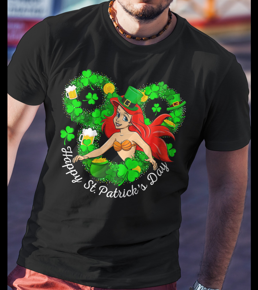 Ariel Happy St. Patrick's Day Shamrocks And Hat T-Shirt