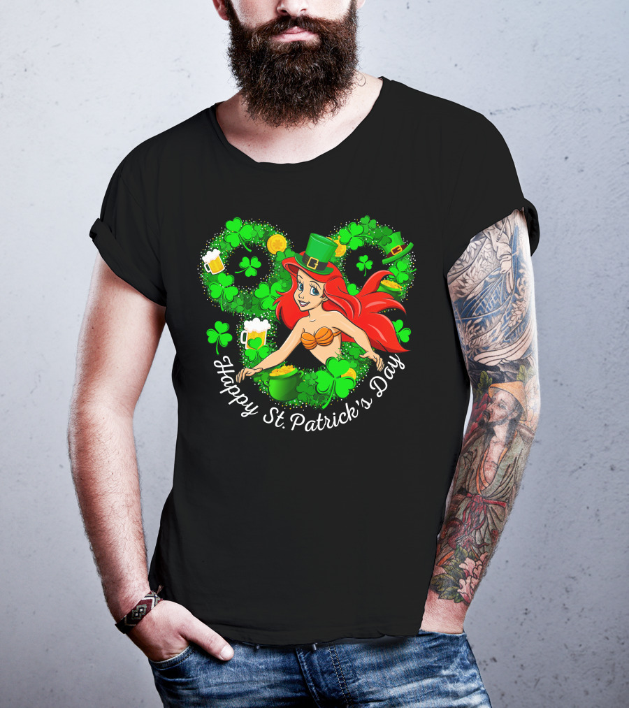Ariel Happy St. Patrick's Day Shamrocks And Hat T-Shirt
