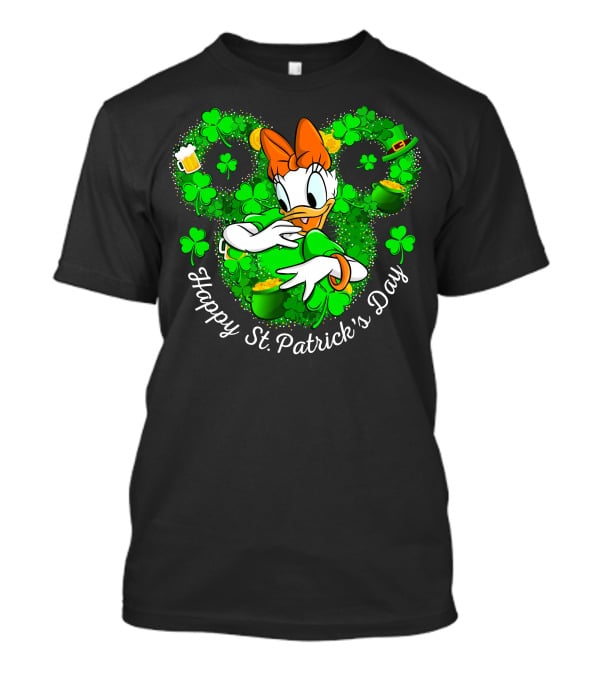 Happy St. Patrick's Day Daisy Duck With Shamrocks And Leprechaun Hat T-Shirt