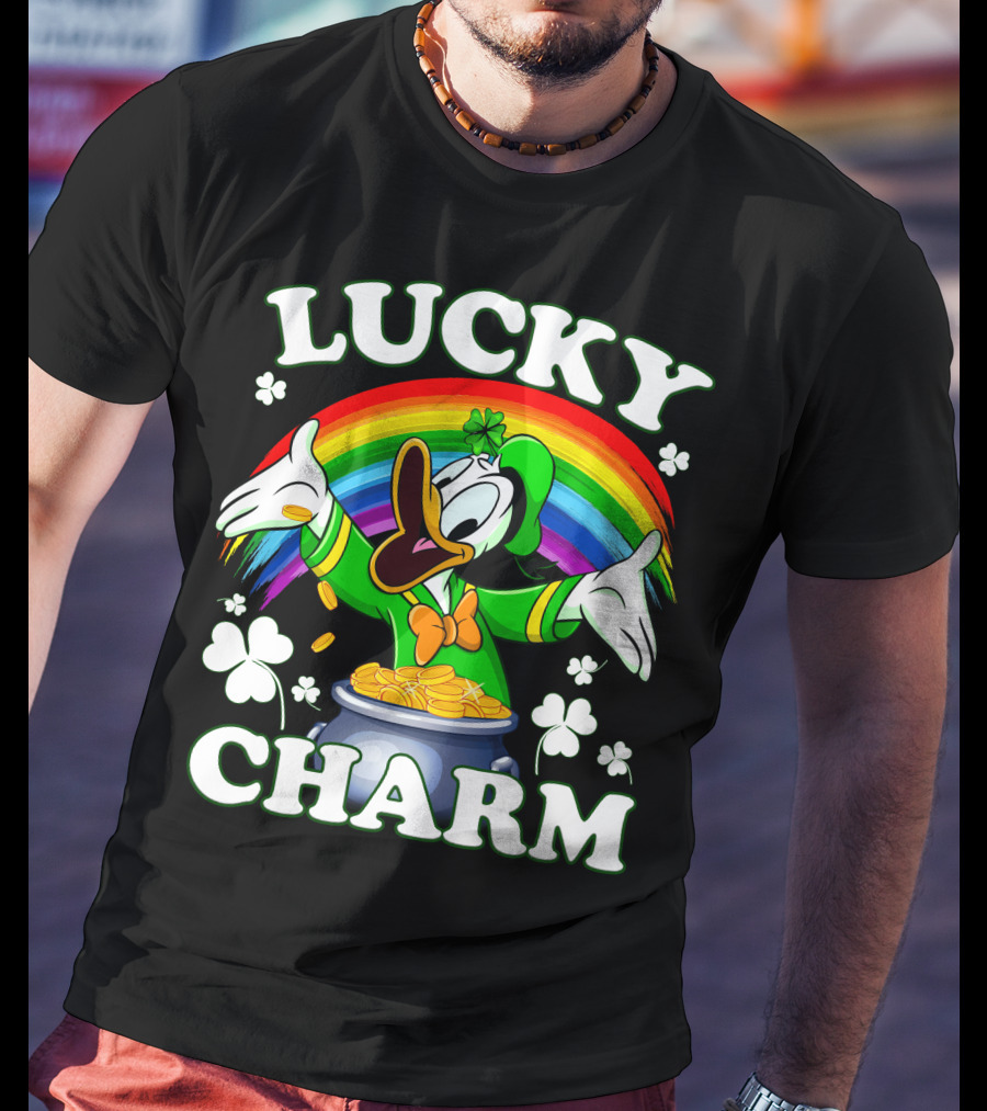 Lucky Charm Donald Pot Of Gold Rainbow Clovers T-Shirt