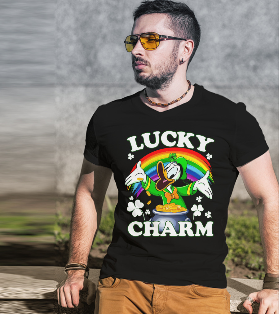Lucky Charm Donald Pot Of Gold Rainbow Clovers T-Shirt