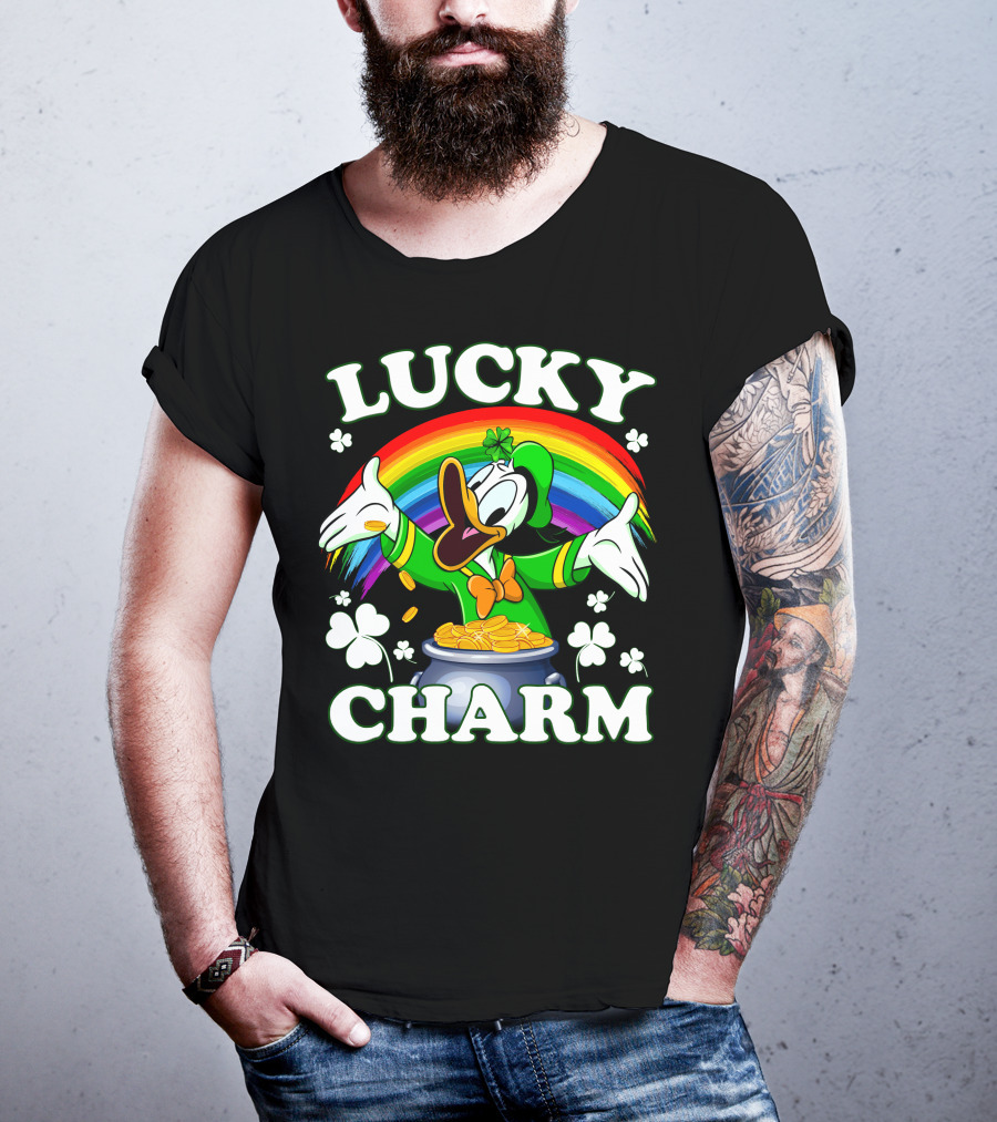 Lucky Charm Donald Pot Of Gold Rainbow Clovers T-Shirt