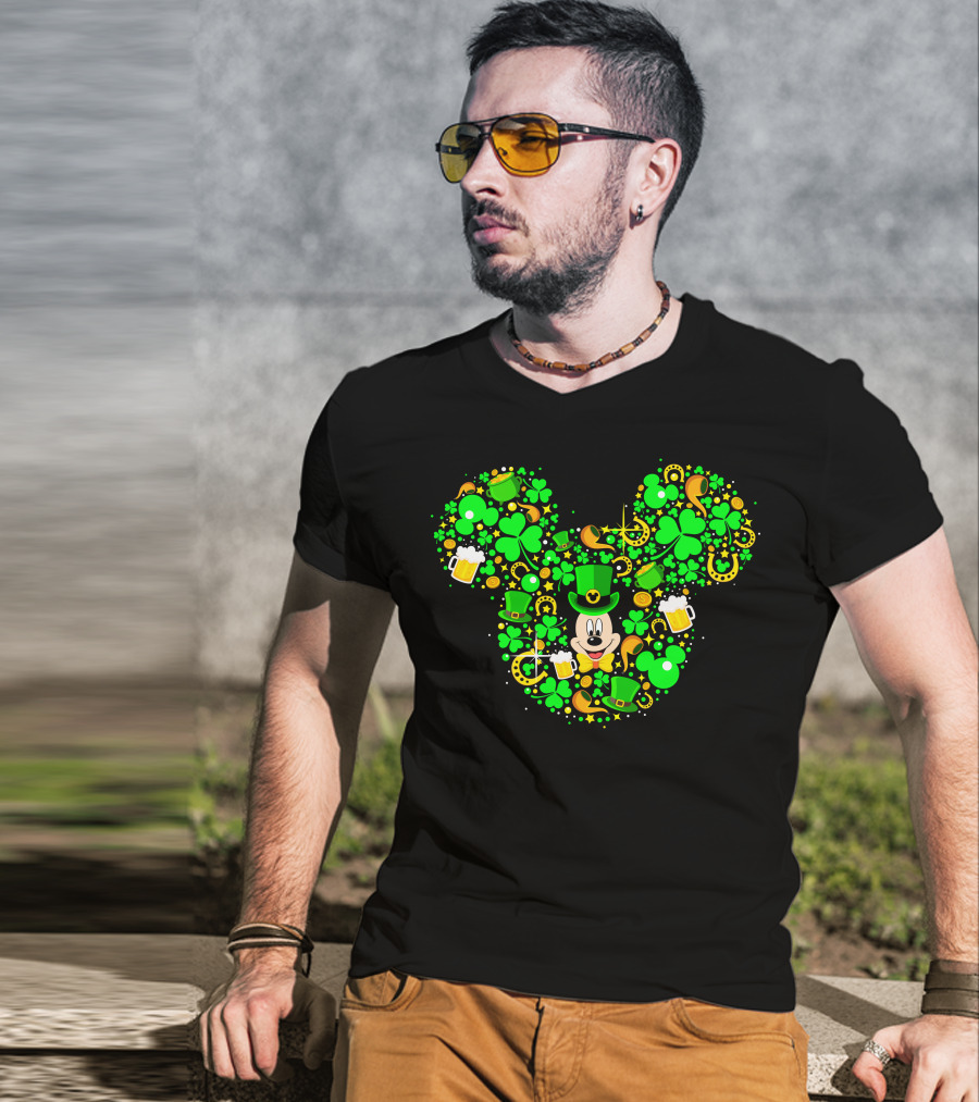 Mickey Shamrock St. Patrick's Day Clover Leprechaun Hat T-Shirt