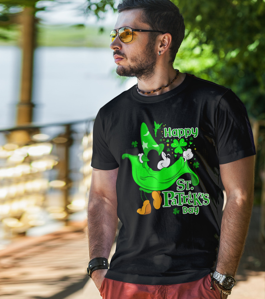 Happy St. Patrick's Day Mickey Fantasia Clover Magic T-Shirt