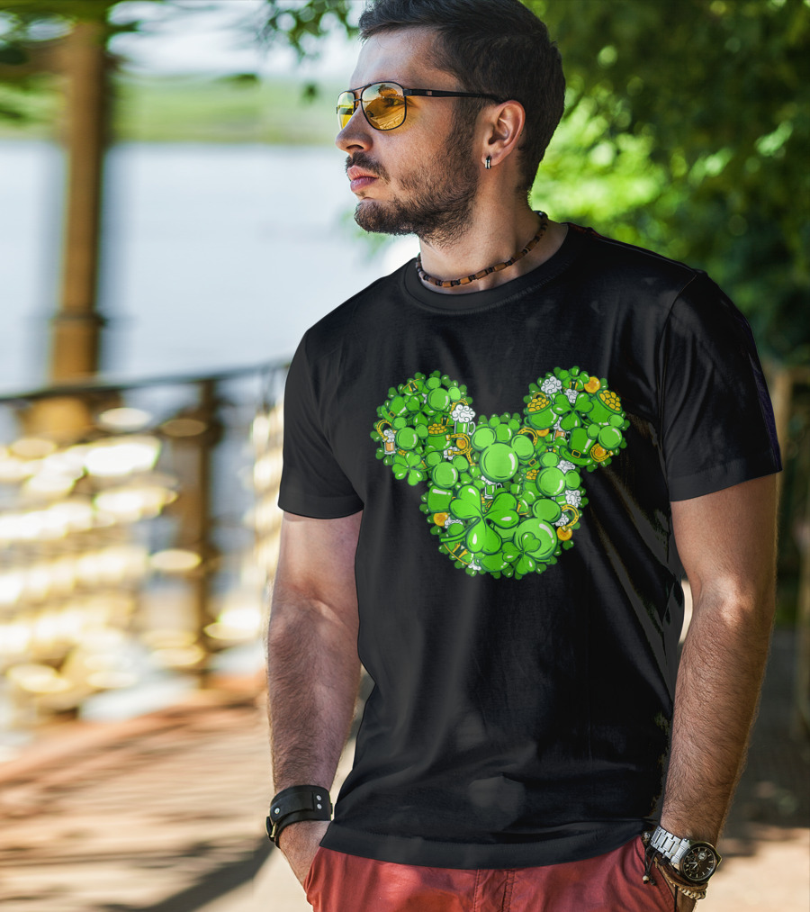 Mickey Head St Patrick's Day Clover Beer T-Shirt