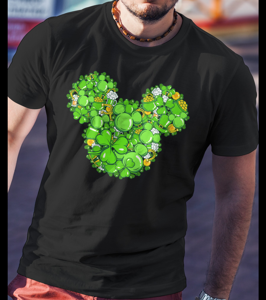 Mickey Head St Patrick's Day Clover Beer T-Shirt
