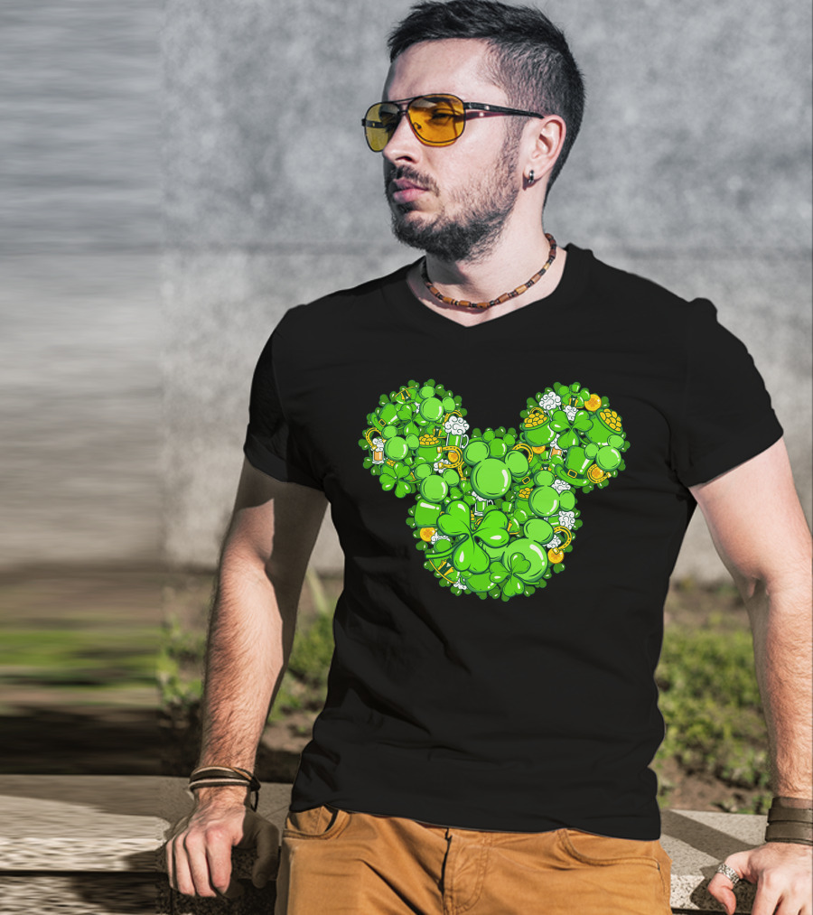 Mickey Head St Patrick's Day Clover Beer T-Shirt