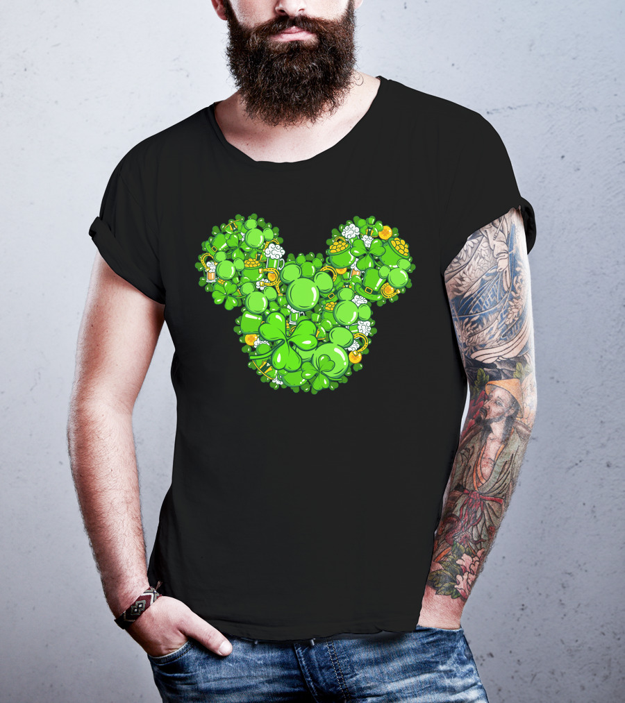 Mickey Head St Patrick's Day Clover Beer T-Shirt