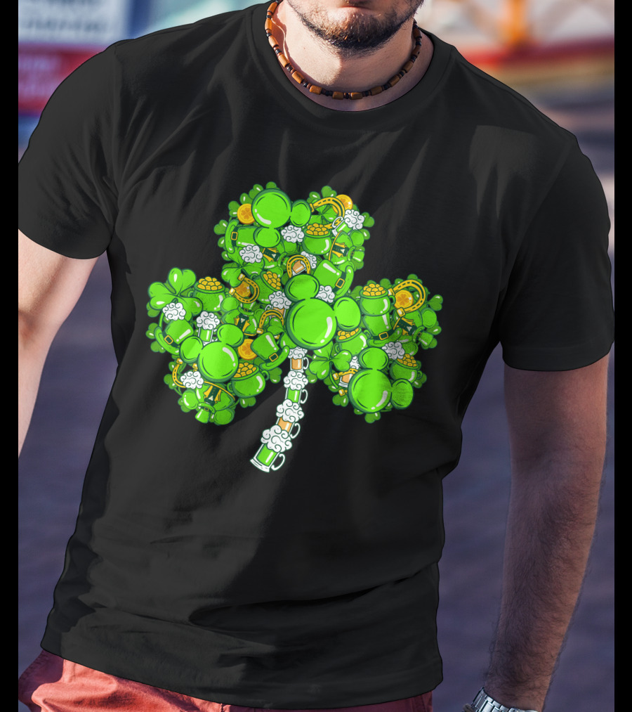 Shamrocks And Leprechaun Gold With Mickey Ears T-Shirt
