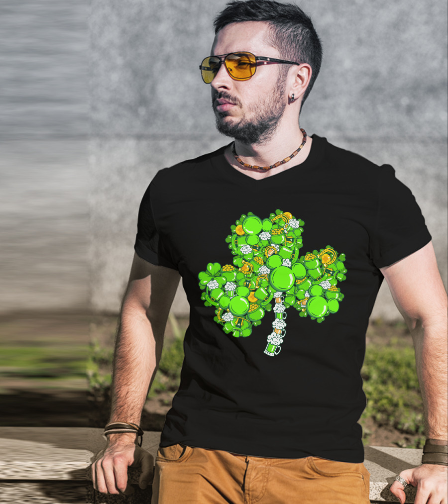 Shamrocks And Leprechaun Gold With Mickey Ears T-Shirt