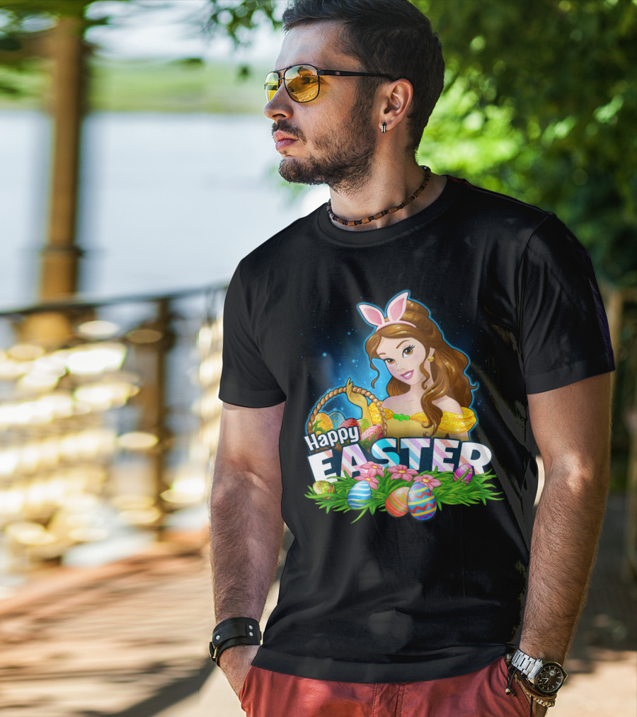 Happy Easter Bella Bunny Ears Basket And Painted Eggs T-Shirt