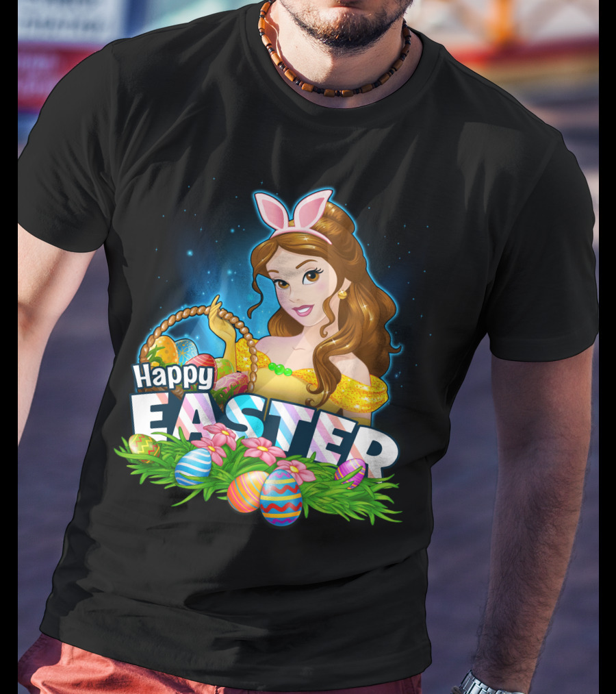 Happy Easter Bella Bunny Ears Basket And Painted Eggs T-Shirt