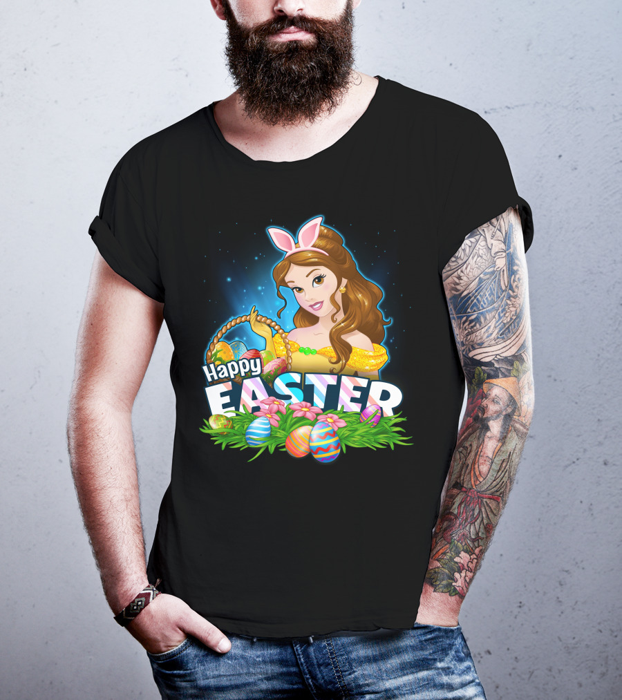 Happy Easter Bella Bunny Ears Basket And Painted Eggs T-Shirt