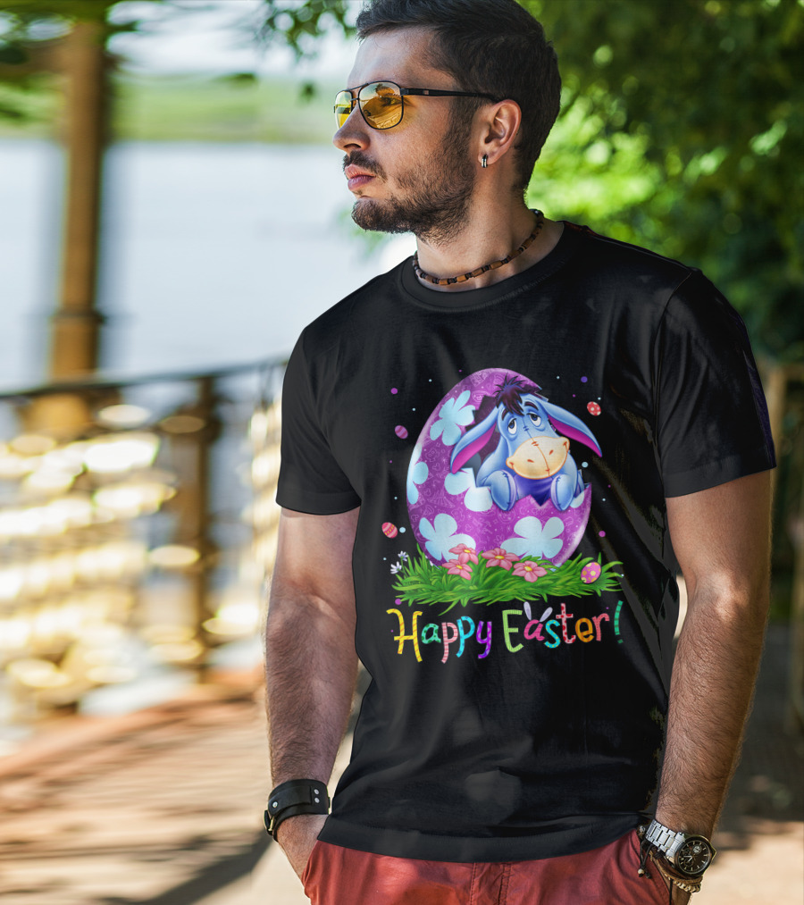 Eeyore Happy Easter Floral Egg And Flowers T-Shirt