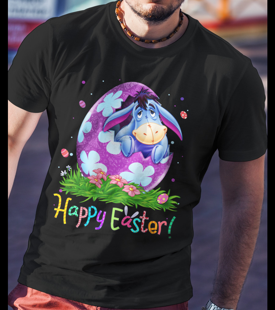Eeyore Happy Easter Floral Egg And Flowers T-Shirt
