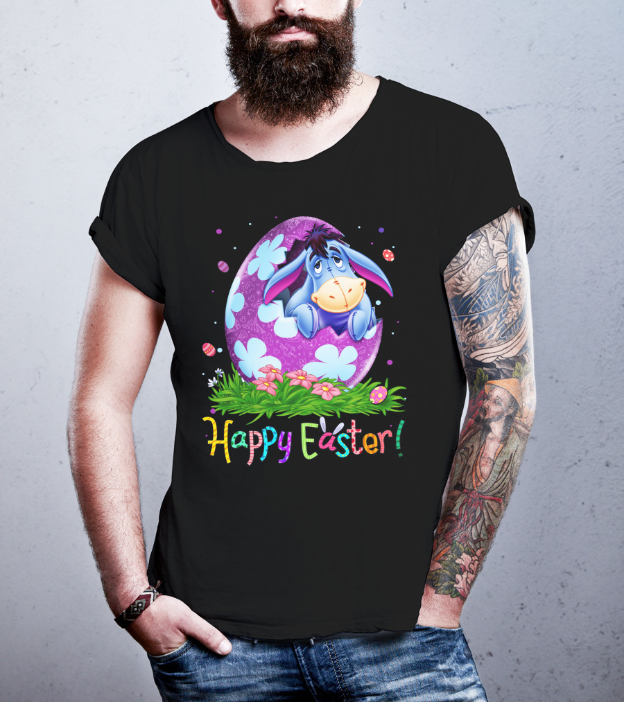 Eeyore Happy Easter Floral Egg And Flowers T-Shirt