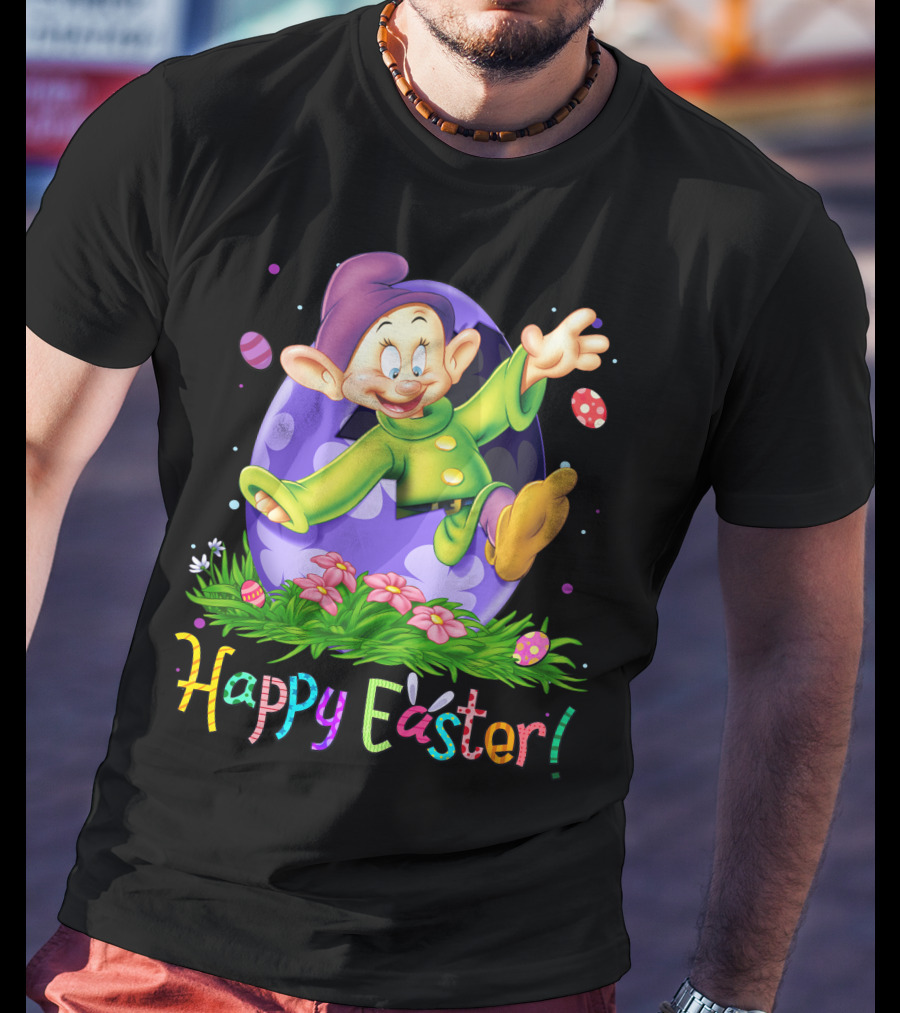 Happy Easter Dopey Disney Seven Dwarfs Purple Egg Celebration T-Shirt