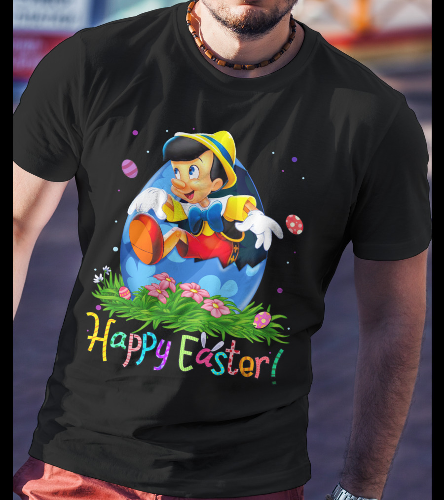 Happy Easter Pinocchio Egg And Flowers T-Shirt