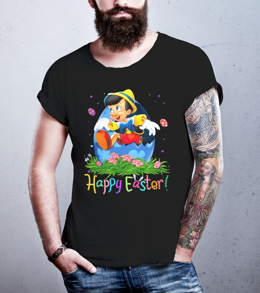 Happy Easter Pinocchio Egg And Flowers T-Shirt