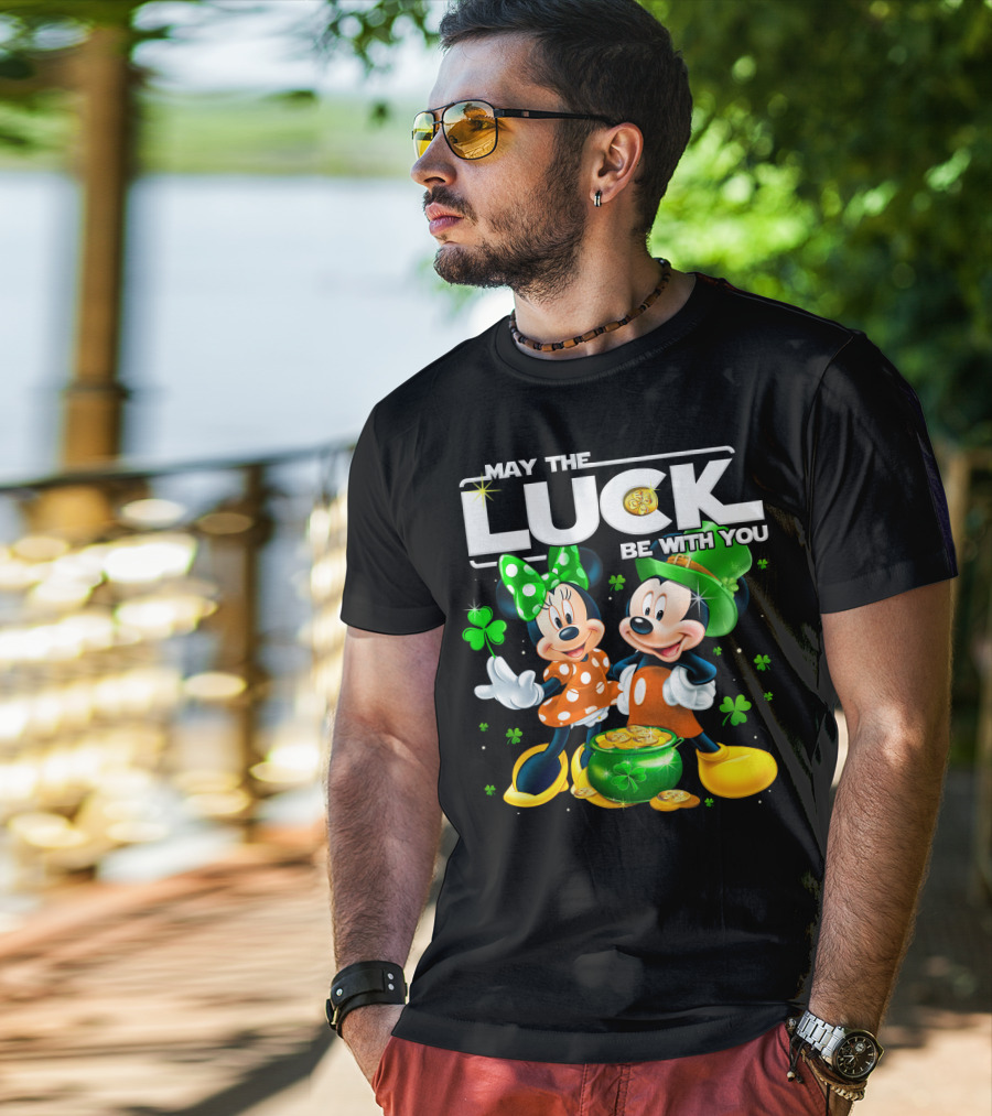 May The Luck Be With You Mickey And Minnie St. Patrick's Theme T-Shirt