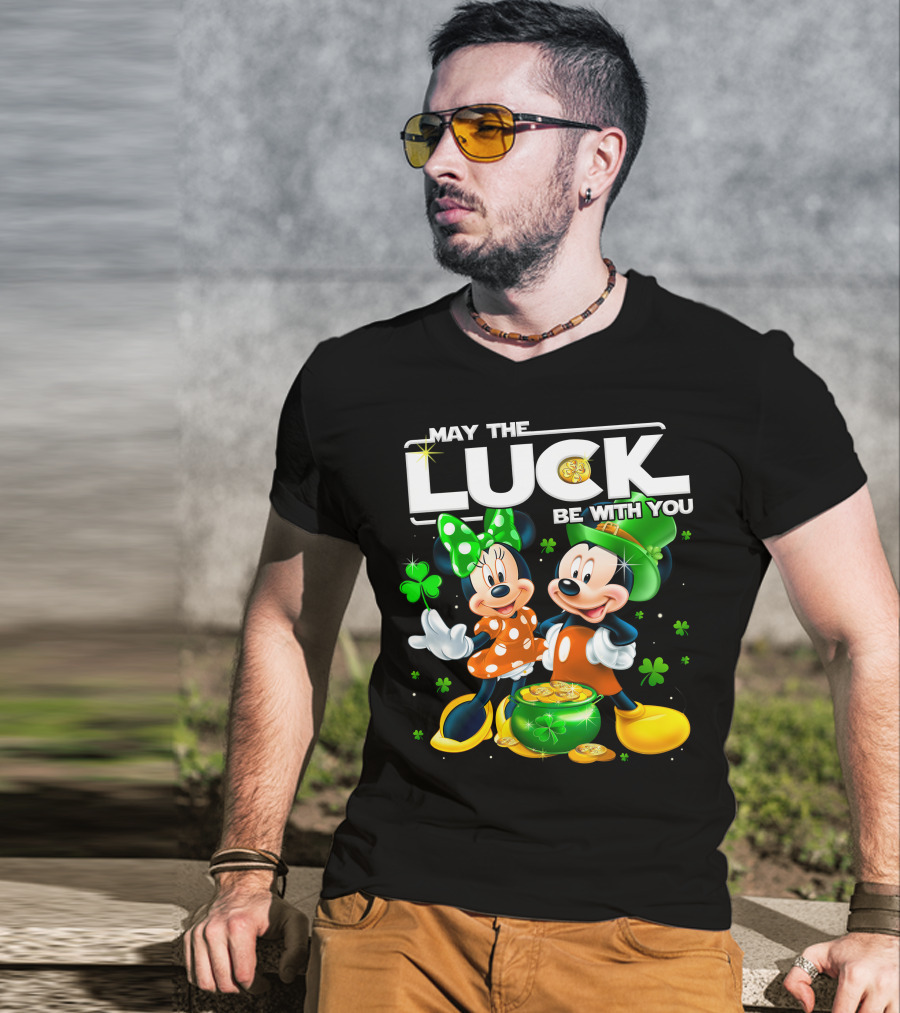 May The Luck Be With You Mickey And Minnie St. Patrick's Theme T-Shirt