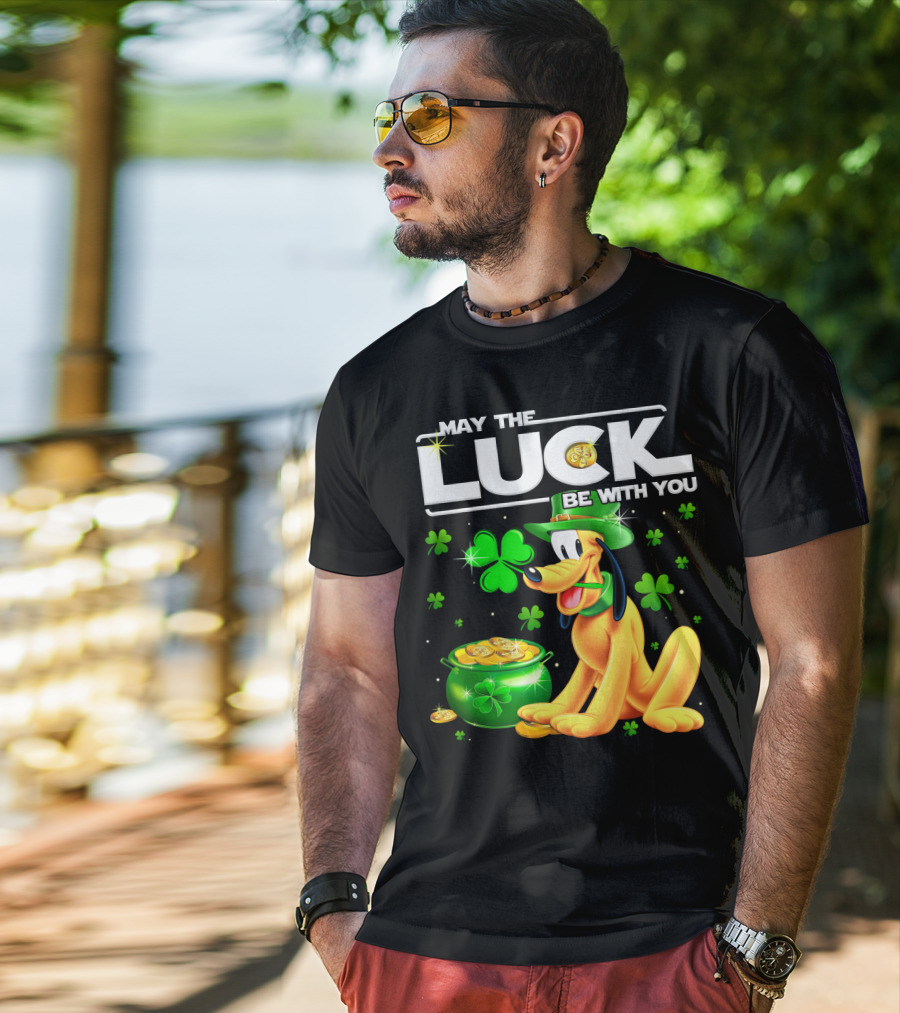 May The Luck Be With You Pluto Shamrock Coins Green Hat T-Shirt