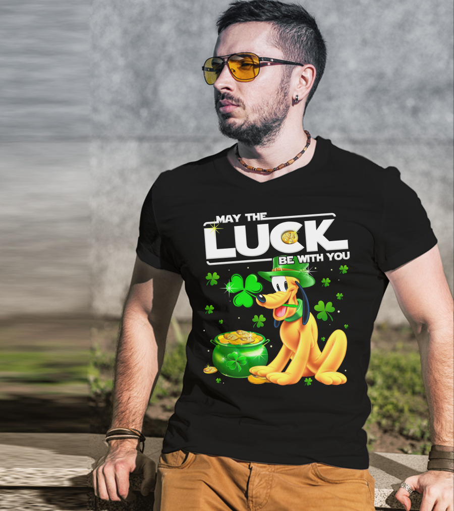 May The Luck Be With You Pluto Shamrock Coins Green Hat T-Shirt