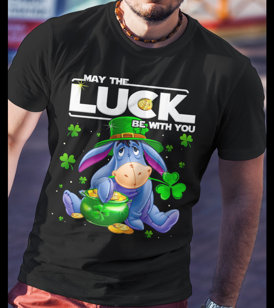 May The Luck Be With You Eeyore Leprechaun Clover Gold Coins T-Shirt