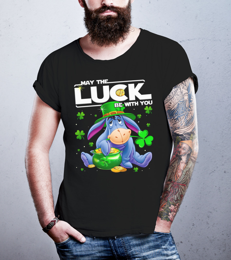 May The Luck Be With You Eeyore Leprechaun Clover Gold Coins T-Shirt