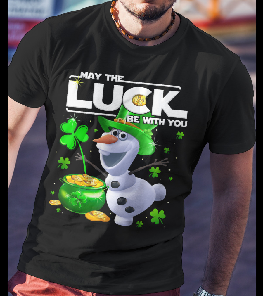 Olaf May The Luck Be With You St. Patrick's Day Clover Coins T-Shirt