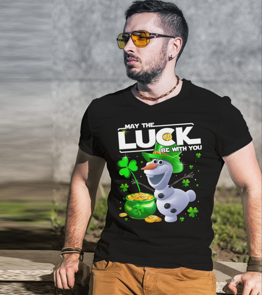 Olaf May The Luck Be With You St. Patrick's Day Clover Coins T-Shirt