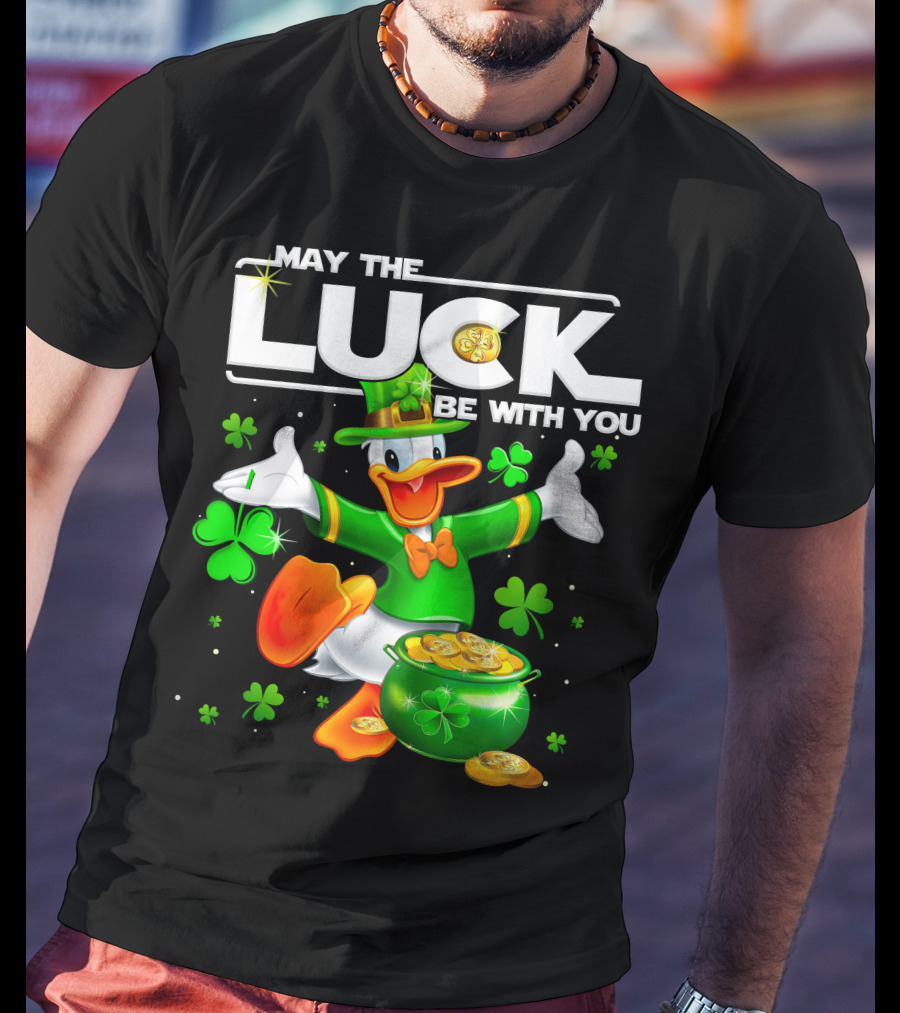 Donald May The Luck Be With You St. Patrick's Day Leprechaun Duck With Pot Of Gold T-Shirt