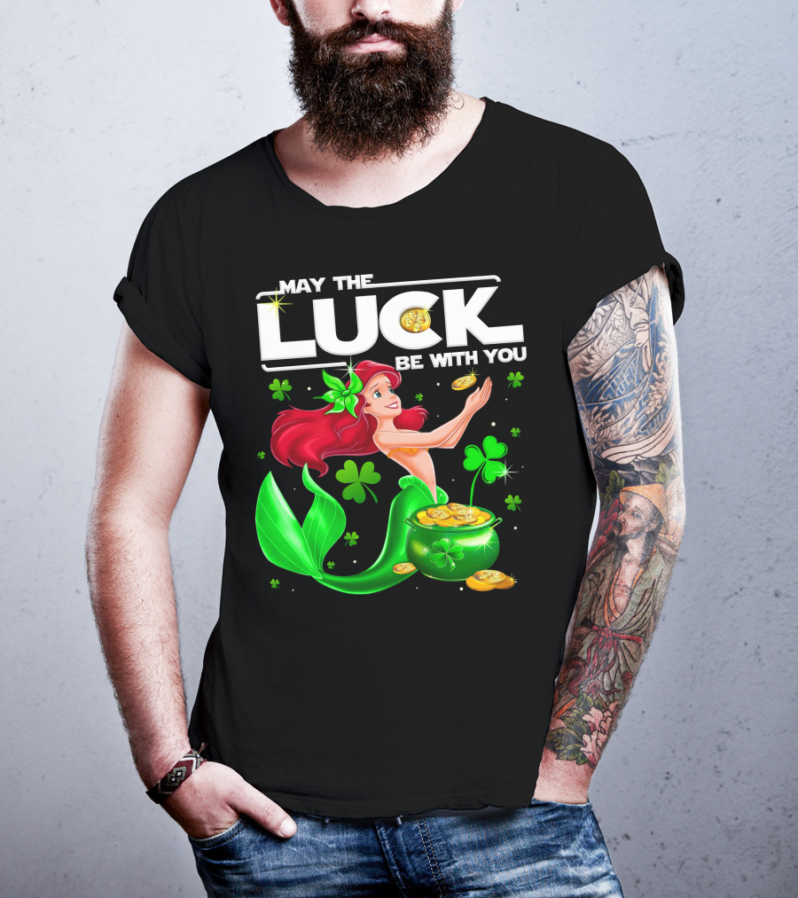 Ariel May The Luck Be With You Mermaid Shamrock Coins T-Shirt