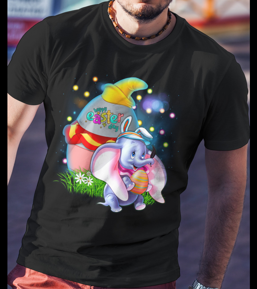 Happy Easter Day Dumbo With Colorful Egg And Hat T-Shirt