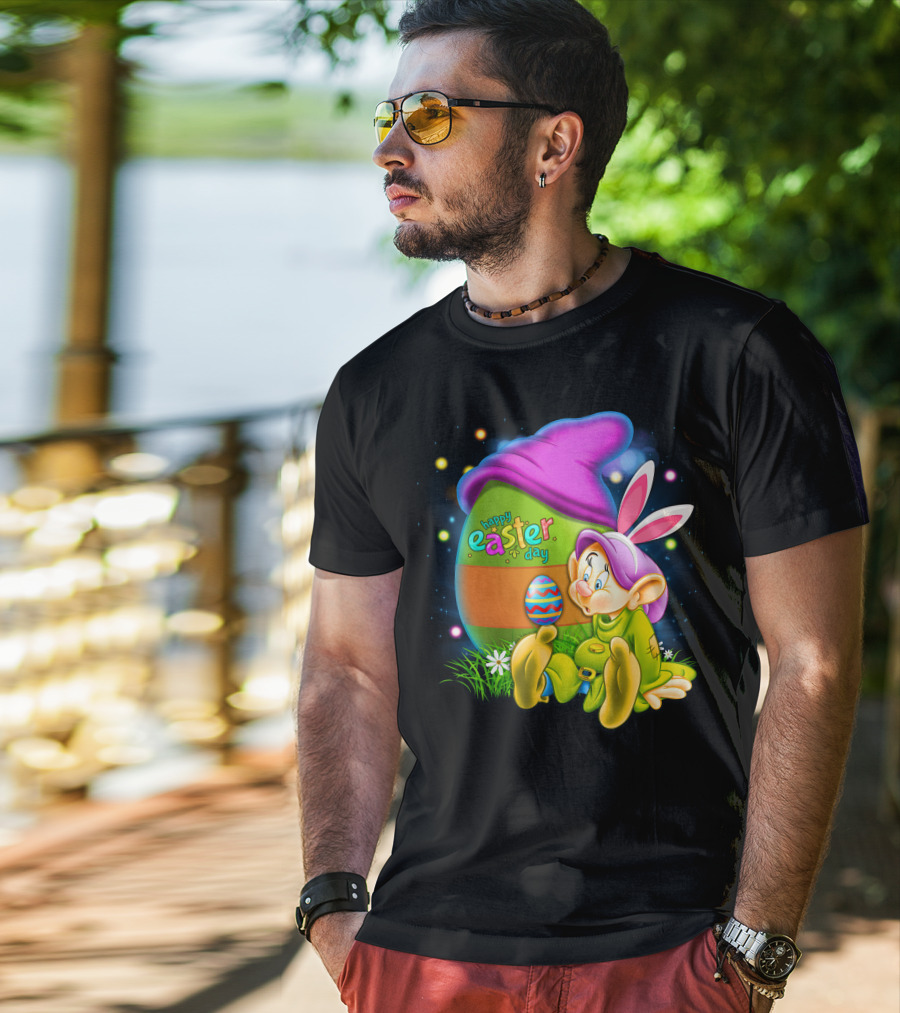 Happy Easter Day Dopey With Colorful Egg And Bunny Ears T-Shirt