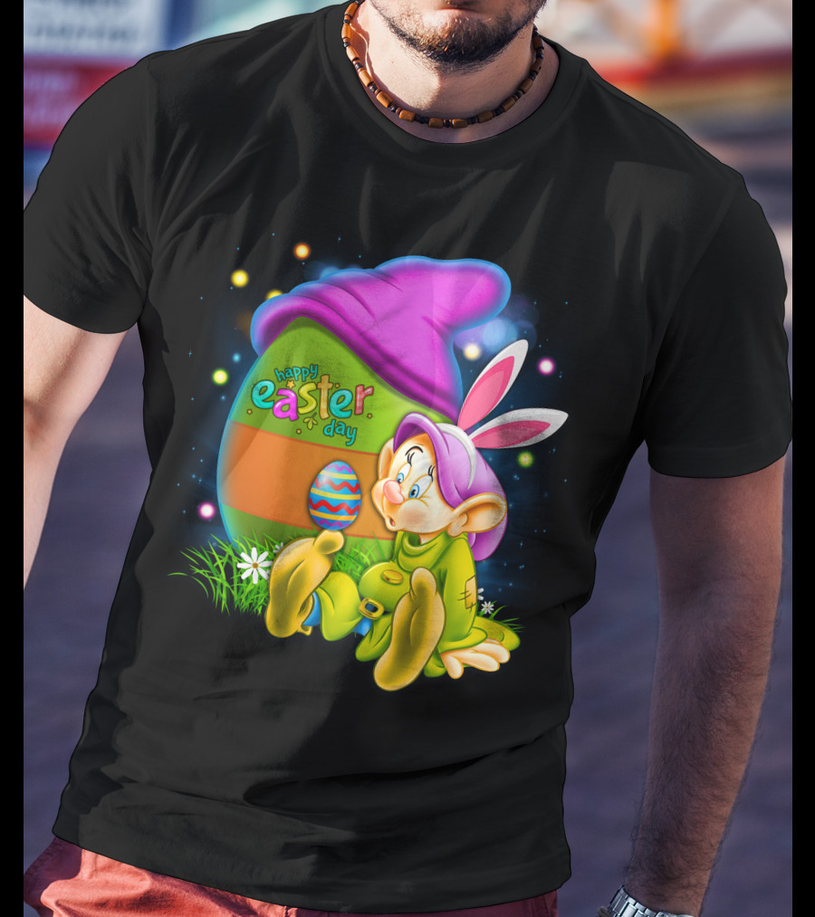 Happy Easter Day Dopey With Colorful Egg And Bunny Ears T-Shirt