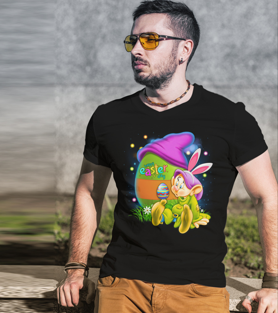 Happy Easter Day Dopey With Colorful Egg And Bunny Ears T-Shirt