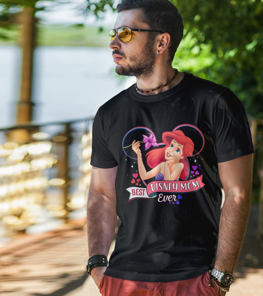 Best Disney Mom Ever Ariel Hearts And Flowers T-Shirt