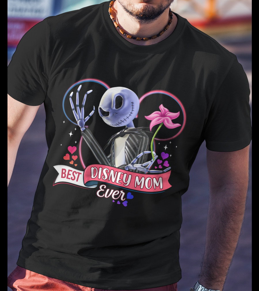 Best Disney Mom Ever Jack Skellington Heart Flower T-Shirt
