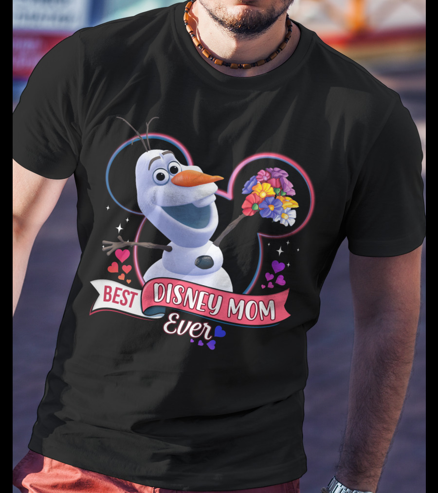 Best Disney Mom Ever Olaf Mickey Mouse Hearts Flowers T-Shirt