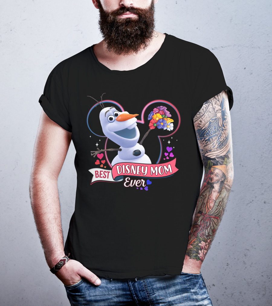 Best Disney Mom Ever Olaf Mickey Mouse Hearts Flowers T-Shirt
