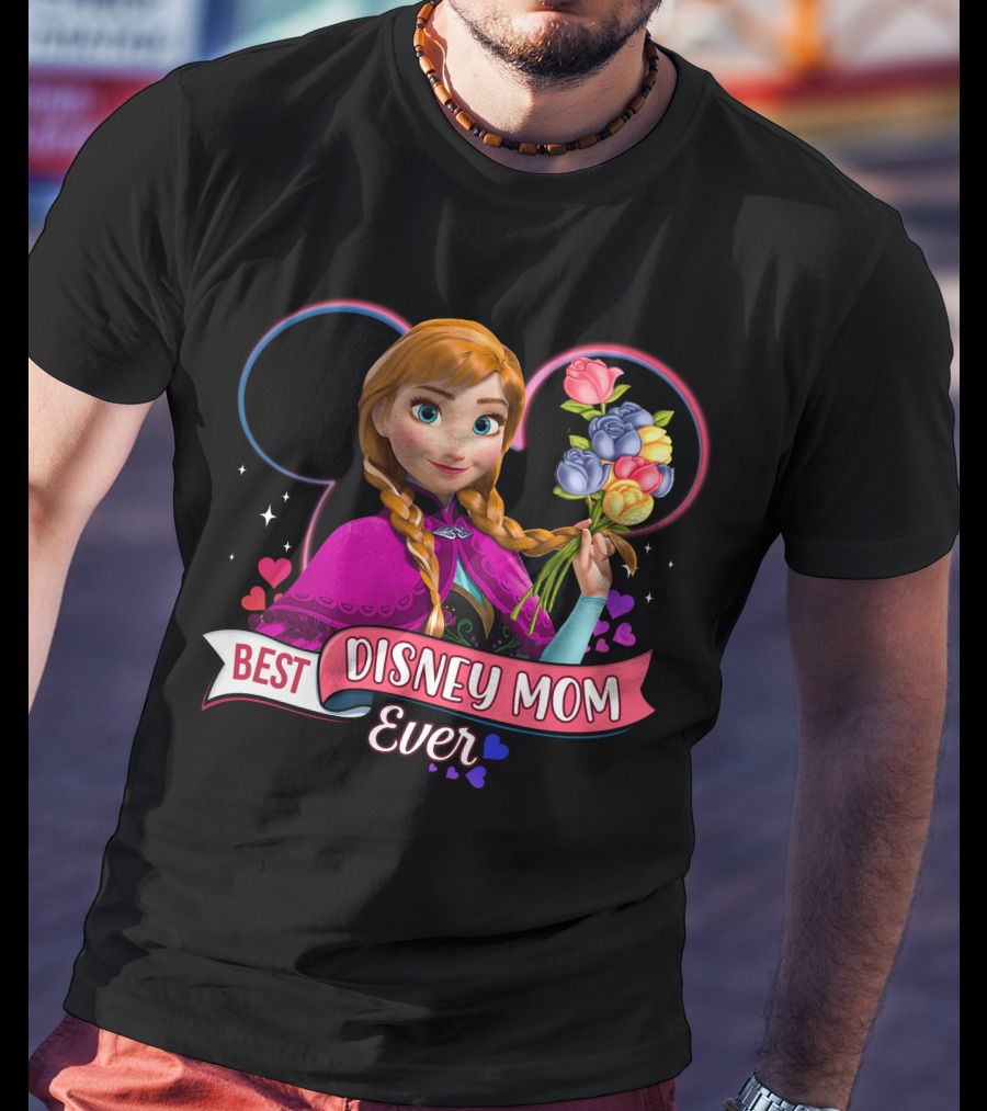 Best Disney Mom Ever Anna With Flowers And Hearts T-Shirt