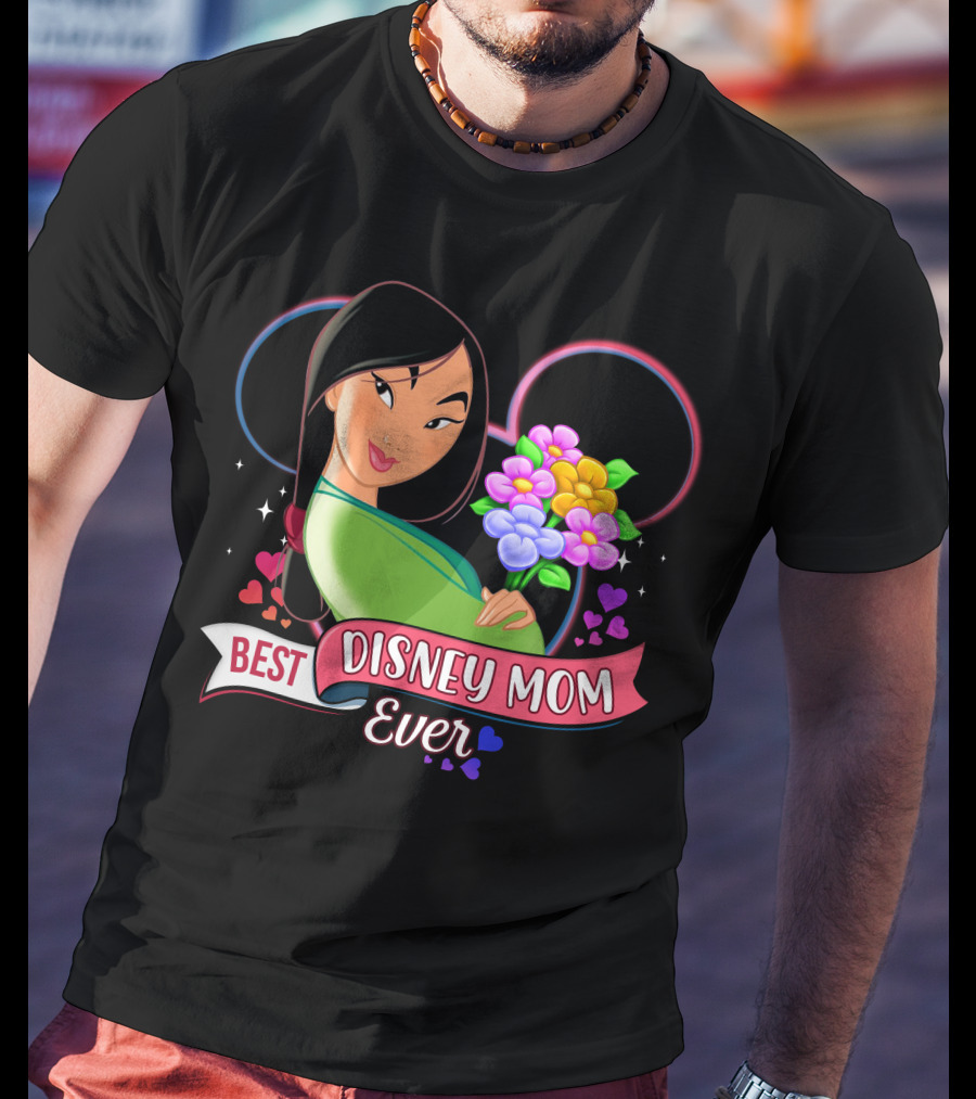 Best Disney Mom Ever Mulan Flowers Hearts T-Shirt