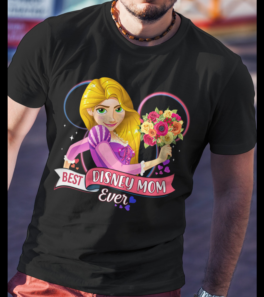 Best Disney Mom Ever Disney Rapunzel Holding Bouquet T-Shirt