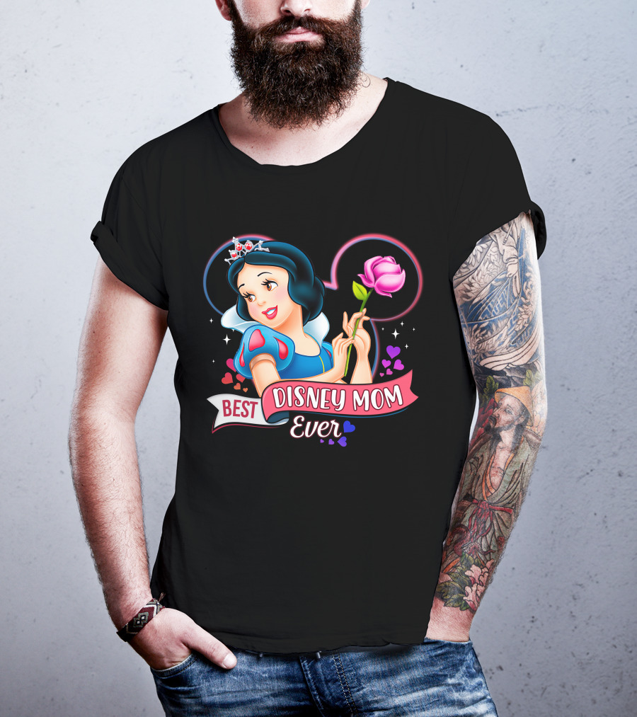 Best Disney Mom Ever Snow White Princess With Rose And Crown T-Shirt