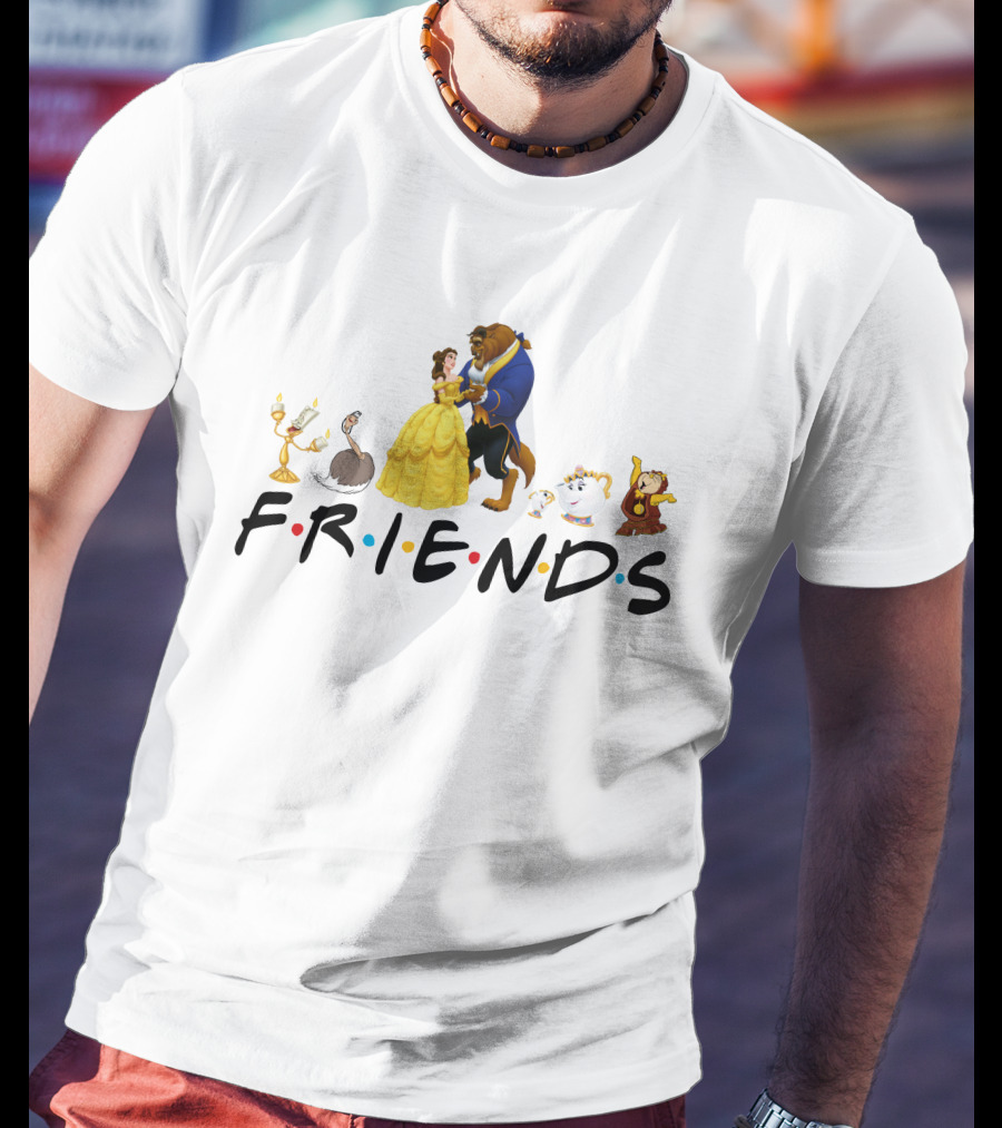 Beauty And The Beast Cast With Friends Logo Style T-Shirt