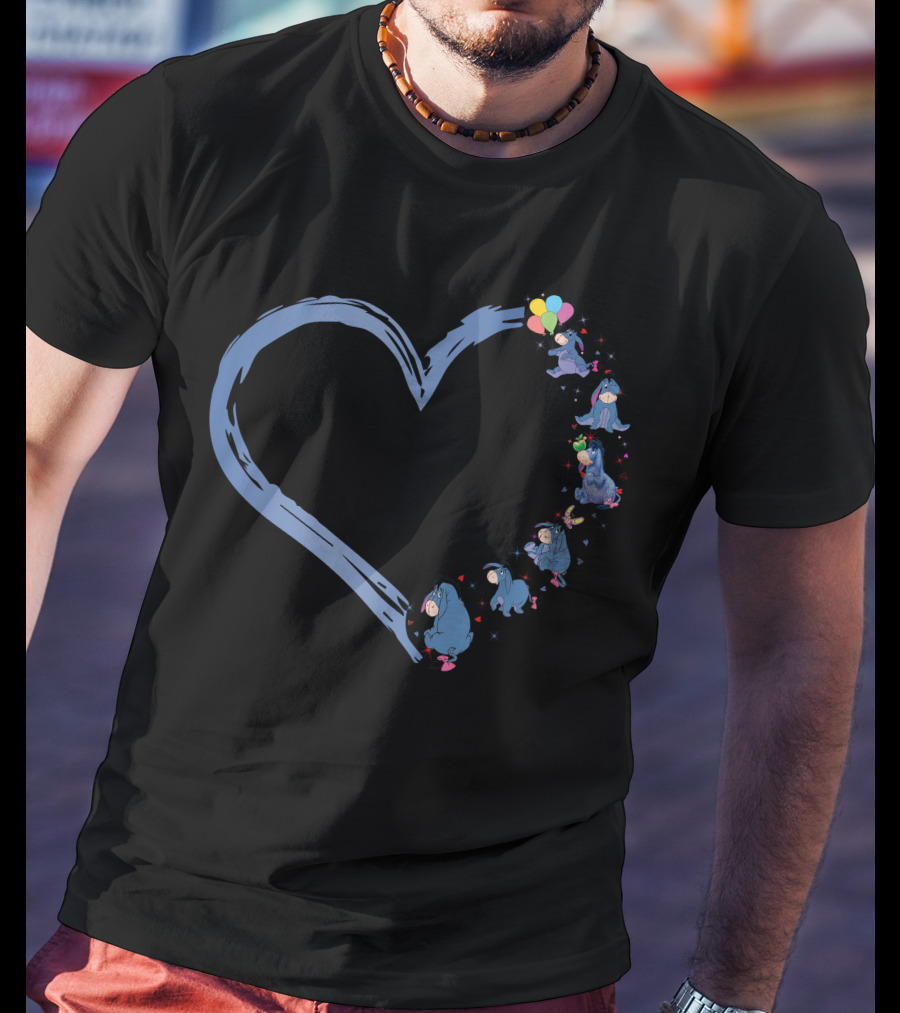 Eeyore Heart With Balloons And Stars T-Shirt