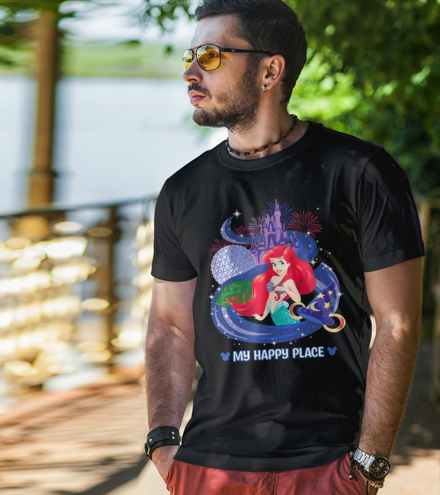 My Happy Place Ariel Epcot Magic Kingdom Fireworks Disney T-Shirt